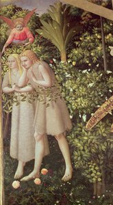 Adam og Eva fordrevet fra paradis, detalje fra bebudelsen, ca. 1430-32